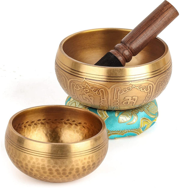 Tibetan Singing Bowls Set-100% Handmade Sound Bowl Meditation Set for Meditation, Yoga, Chakra, Sound Healing