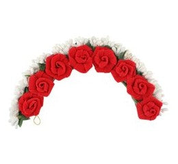 Efulgenz Red Hair Bun Juda Maker Flower Gajra Bridal Hair Accessories for Women