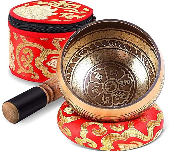 Tibetan Singing Bowls Set, Ohuhu 4" Meditation Sound Bowl with Singing Bowl Mallet