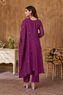 LATEST RAYON SILK EMBROIDERY SEQUENCE WORK TOP BOTTOM WITH DUPATTA WINE