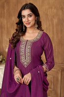 LATEST RAYON SILK EMBROIDERY SEQUENCE WORK TOP BOTTOM WITH DUPATTA WINE