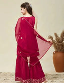 MODERN SILK BLEND EMBROIDERY WORK TOP SHARARA WITH DUPATTA PINK