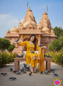 NEW ARRIVAL CHANDERI EMBROIDERY WORK TOP BOTTOM WITH DUPATTA YELLOW