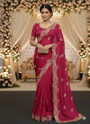 DESIGNER STAR GEORGETTE EMBROIDERY WORK SAREE WITH UNSTITCHED BLOUSE RANI