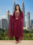 DESIGNER RAYON EMBROIDERY WORK TOP BOTTOM WITH DUPATTA BABY PINK
