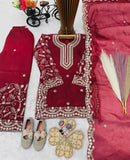 FANCY GMYS SILK EMBROIDERY 3 MM SEQUENCE & CODING DORI WORK KID’S TOP PALAZZO WITH DUPATTA MAROON