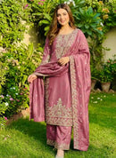 DESIGNER GMY SILK EMBROIDERY SEQUENCE WORK TOP PALAZZO WITH DUPATTA BABY PINK