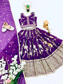 DESIGNER GEORGETTE EMBROIDERY SEQUENCE WORK KID’S LEHENGA CHOLI WITH DUPATTA PURPLE