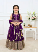 DESIGNER GEORGETTE EMBROIDERY SEQUENCE WORK KID’S LEHENGA CHOLI WITH DUPATTA PURPLE