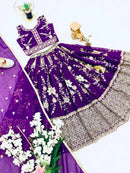 DESIGNER GEORGETTE EMBROIDERY SEQUENCE WORK KID’S LEHENGA CHOLI WITH DUPATTA PURPLE