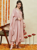 DESIGNER SILK BLEND EMBROIDERY SEQUENCE WORK KID’S GOWN WITH DUPATTA BABY PINK
