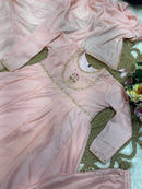 DESIGNER SILK BLEND EMBROIDERY SEQUENCE WORK KID’S GOWN WITH DUPATTA BABY PINK