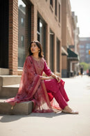 MODERN CHANDERI SEQUENCE CODING EMBROIDERY WORK TOP BOTTOM WITH DUPATTA RANI