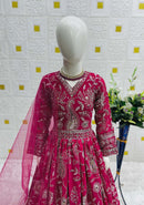 MOST PICKED GEORGETTE EMBROIDERY SEQUENCE WORK KID’S GOWN WITH DUPATTA RANI