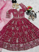 MOST PICKED GEORGETTE EMBROIDERY SEQUENCE WORK KID’S GOWN WITH DUPATTA RANI