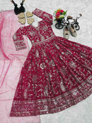 MOST PICKED GEORGETTE EMBROIDERY SEQUENCE WORK KID’S GOWN WITH DUPATTA RANI