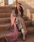 TRENDING GEORGETTE EMBROIDERY SEQUENCE WORK TOP SHARARA WITH DUPATTA SEA GREEN