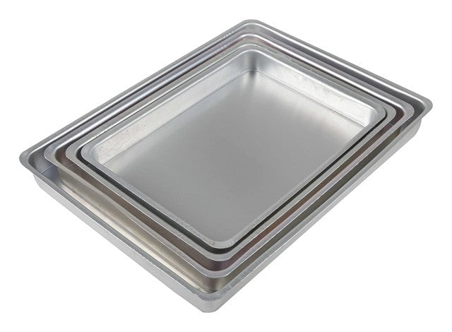 JAYCO Aluminum Trays, (12"-13"-14"-16"), 4 Pc Set, Silver