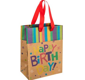Gift Bag Birthday Brown L