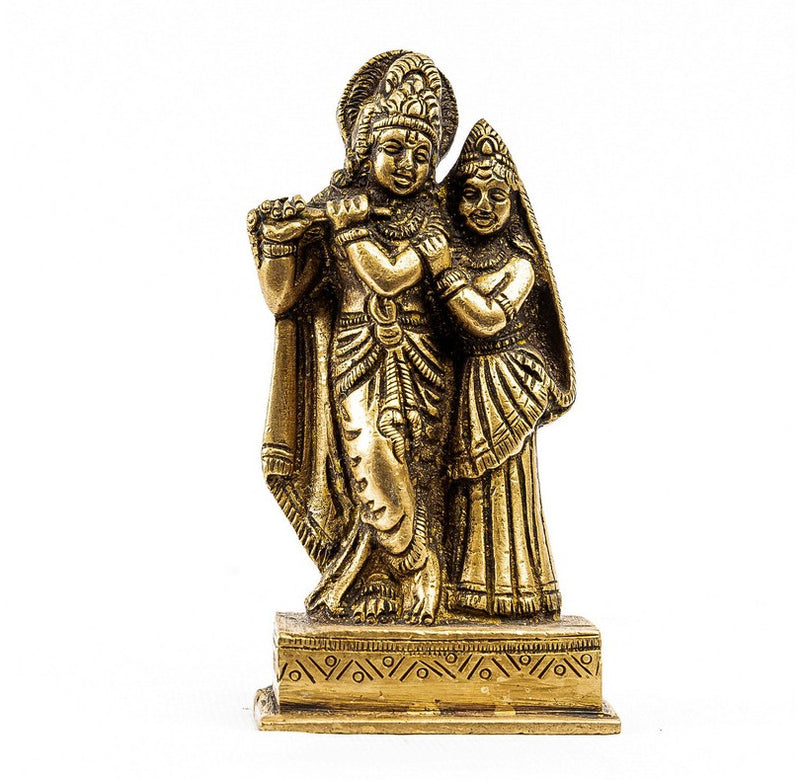 Radha Krishna Ji Statue / Brass Radha Krishna Ji Statue / Small / Murti / Golden