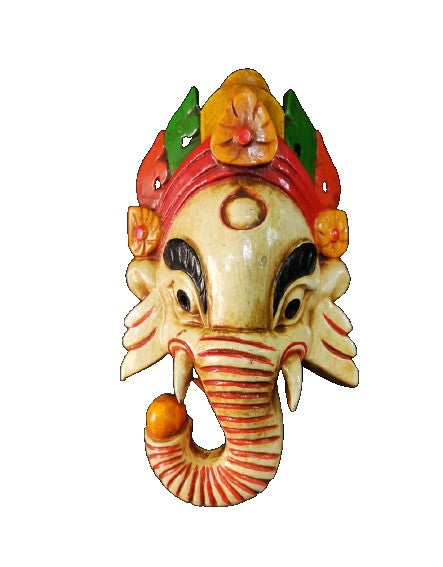 Wooden Lord Ganesh Mask (12 Inches) / Gift Item / Wall Decor