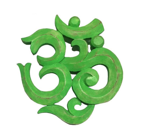 Green Traditional Wooden Om Decor
