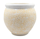 White/Orange Ceramic Dotted Round Pot Medium Flower Vessel