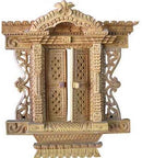 Wooden Hand Carved Windows, Natural Wood