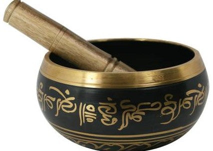 REIKI CRYSTAL PRODUCTS Tibetan Meditation Singing Bowl For Meditation and Music Therapy - 5 Inches Approx (Black) Singing Bowl