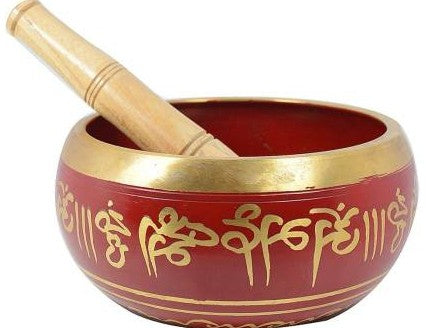 REIKI CRYSTAL PRODUCTS Tibetan Meditation Singing Bowl For Meditation and Music Therapy - 3.5 Inches Approx (Red) Singing Bowl