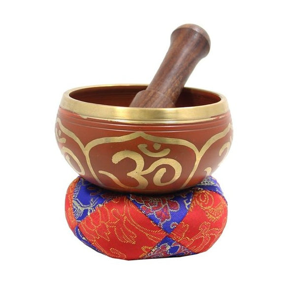 Tibetan Singing Bowl Set ~ With Mallet & Silk Donut Cushion