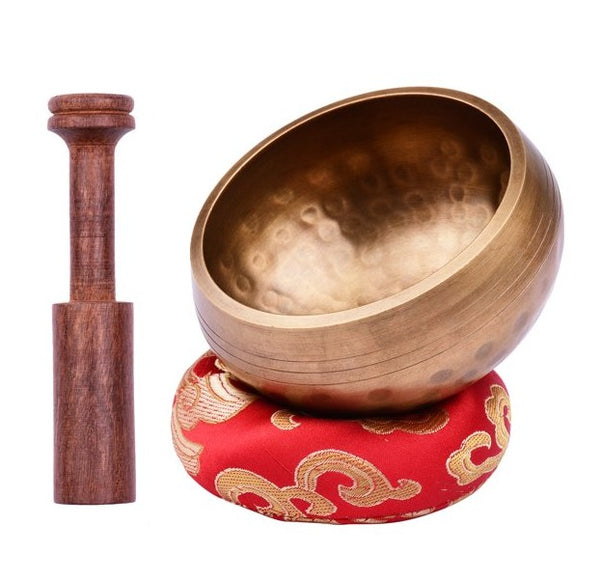 Muslady Tibetan Singing Bowl Set with 8cm/3inch Handmade Metal Sound Bowl & Soft Cushion & Wooden for Meditation Sound Chakra Healing Yoga Relaxation