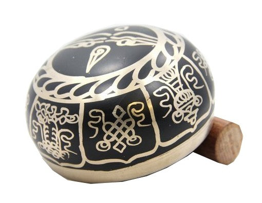 Round Black Exquisite 4 Inch Tibetan Singing Bowl, For Meditation And Healing